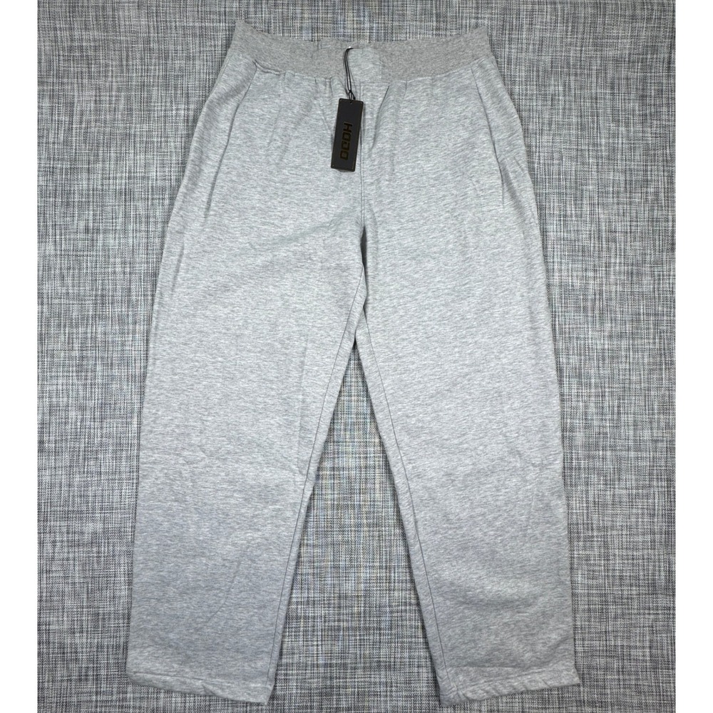 HODO Sweatpants Womens 2XL Tall Gray Fleece Wide Leg Drawstring Cotton Blend NWT